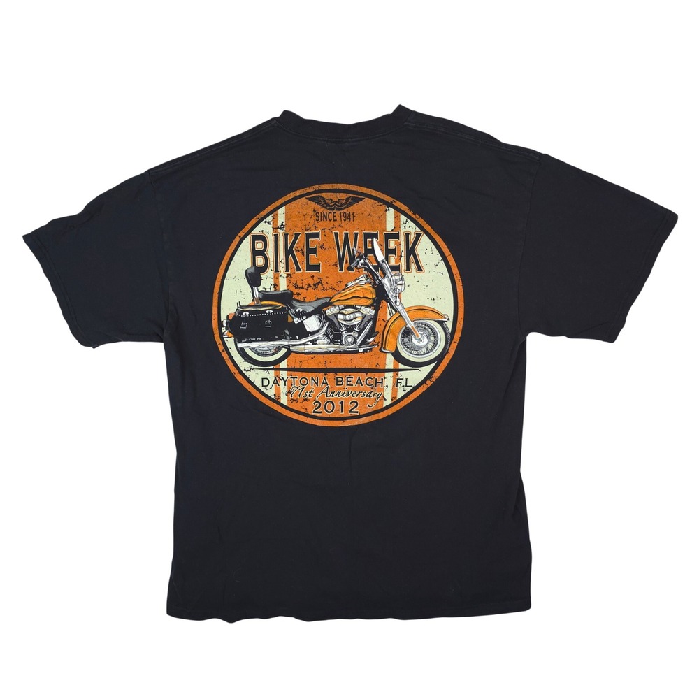 Bike Week 2012 T-Shirt Mens XL Black Daytona Beach 71st Anniversary Graphic Tee